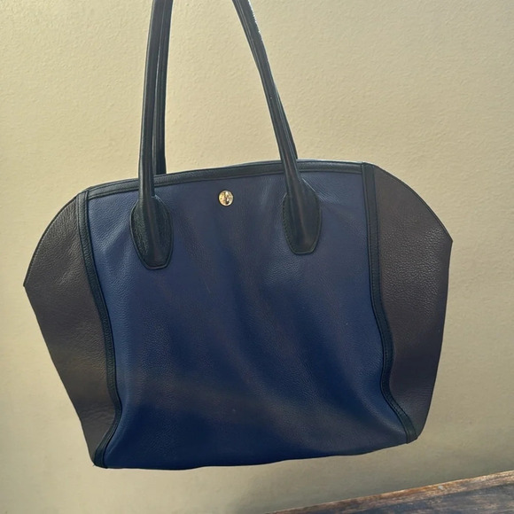FURLA BLUE AND TAUPE GREY color block   LEATHER BAG - Picture 7 of 15